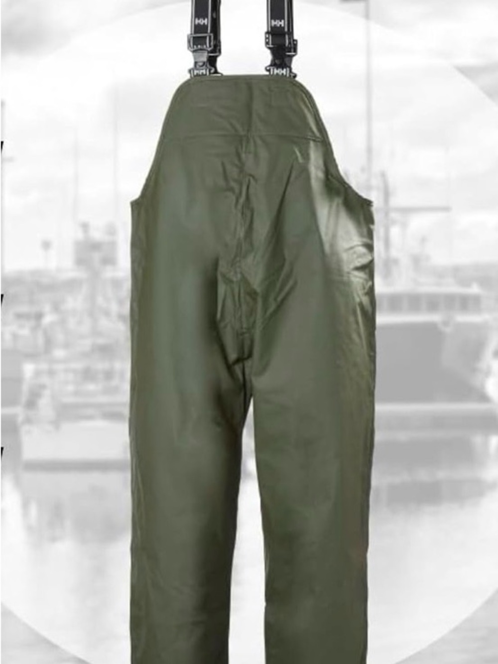 Helly Hansen Green waterproof Bib Overalls Fishing Pant Rain Gear. Sz Lg & XL